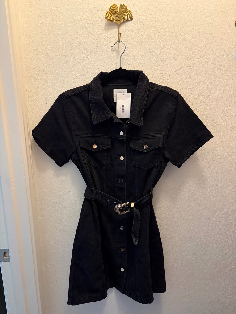 Le Lis Black Denim Western Dress Size Medium NWT